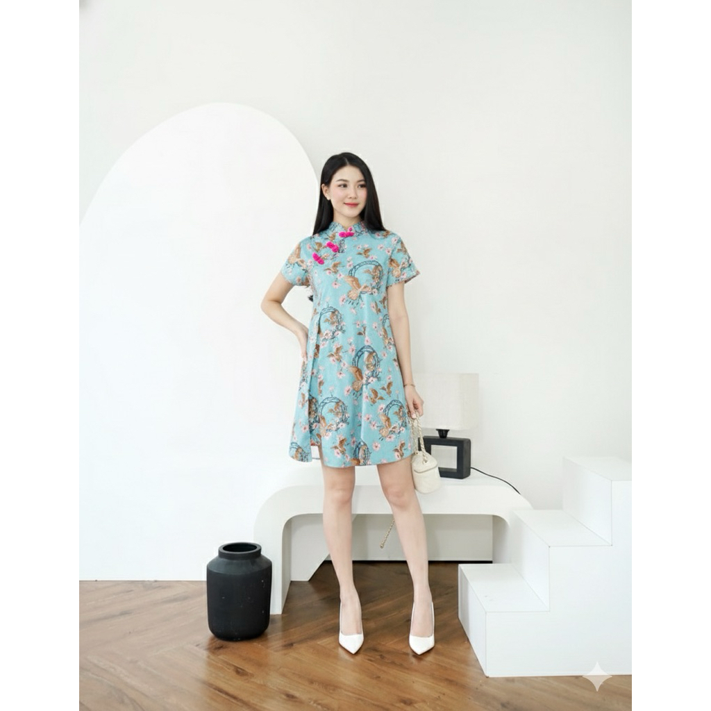 Dress batik qb166 tosca