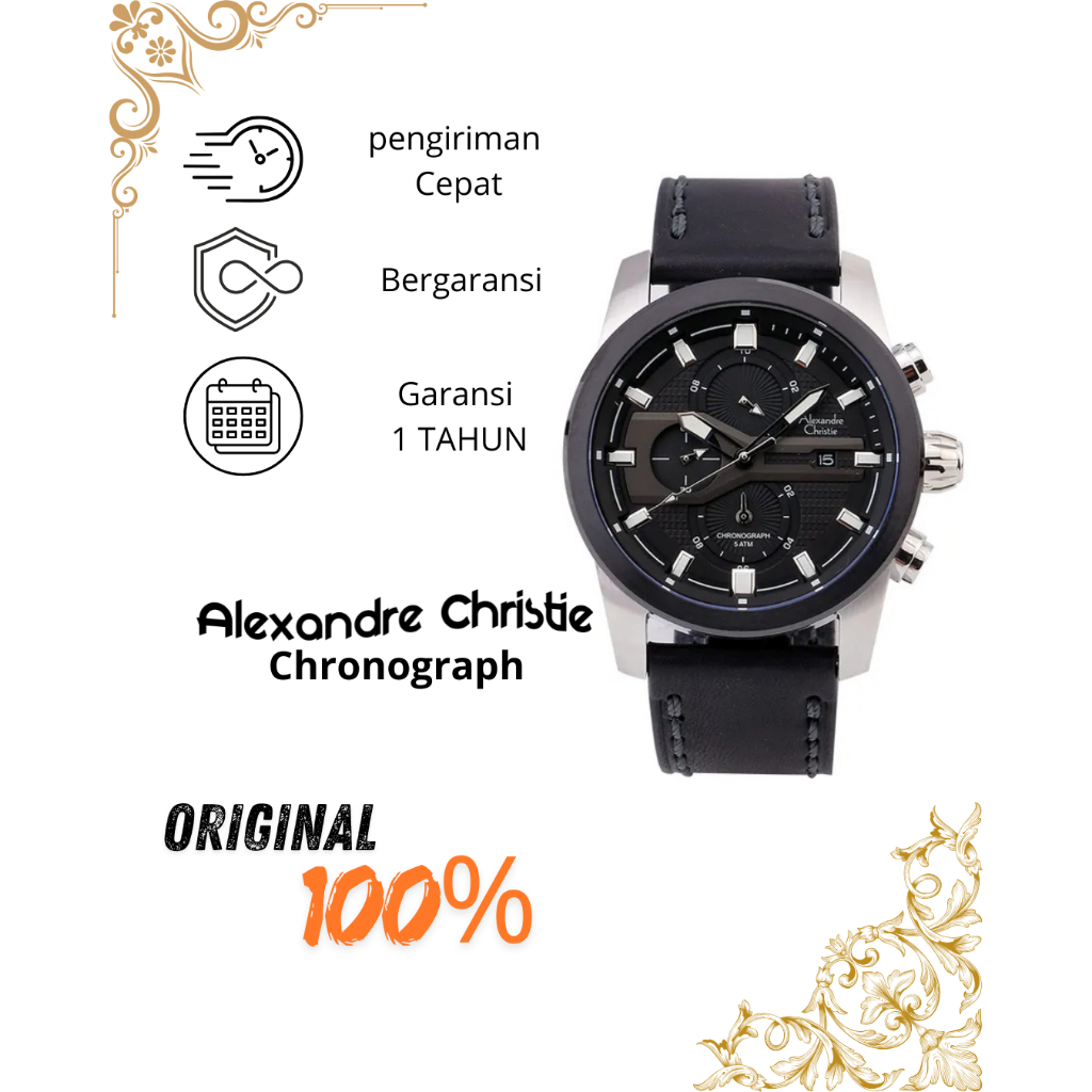 ALEXANDRE CHRISTIE Jam Tangan Pria Stainless Steel Water Resistant 5ATM
