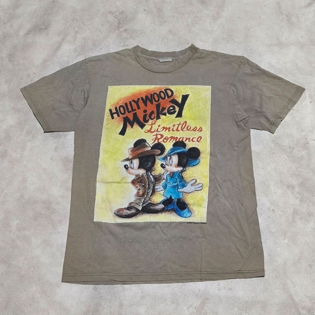 Baju kaos vtg vintage 90s Disney Mickey coklat