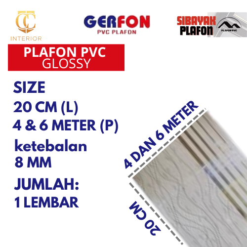 Gerfon Plafon PVC Putih Motif Garis Dan Akar Glossy Perlembar Tebal 8mm - GF 009 WHITE ROOT STRIPES