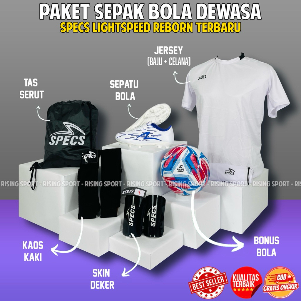 CUCI GUDANG Sepatu Bola Specs Lightspeed Reborn Terbaru 2025 Bonus Bola Paket Komplit Sepatu Sepak B
