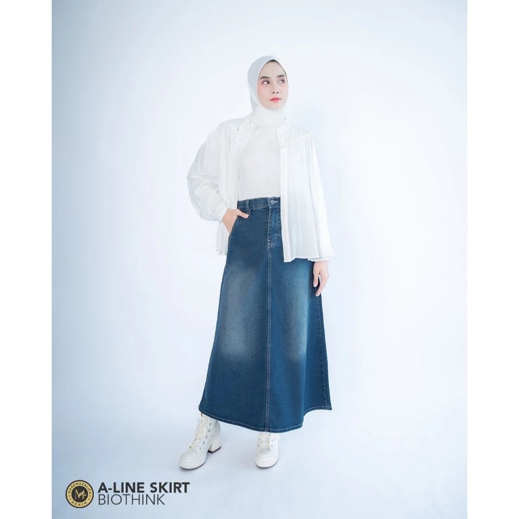 Marema Rok A-Line Black Biothink Denim Wanita