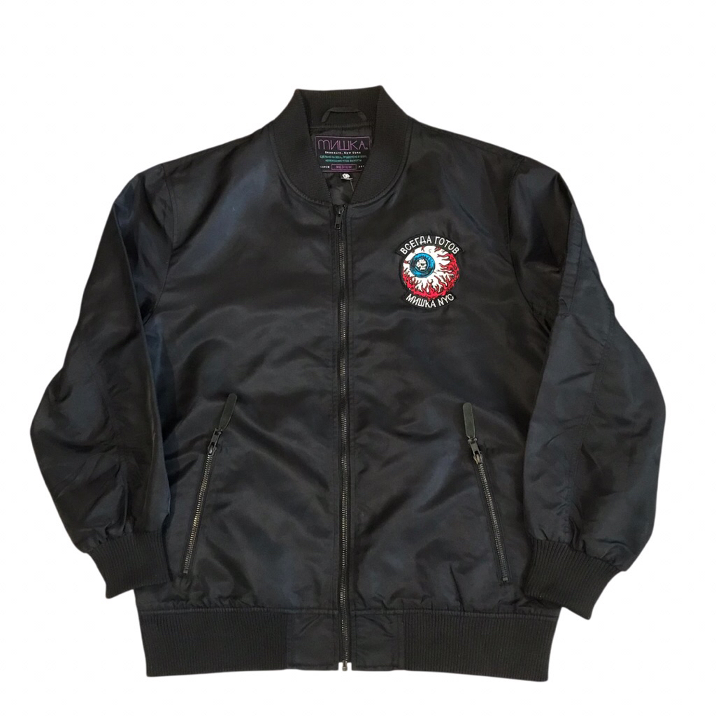 mnwka mishka Black Bomber Ma 1 Flight attendant- like alpha industries  Nylon material  Size M  Pxl 