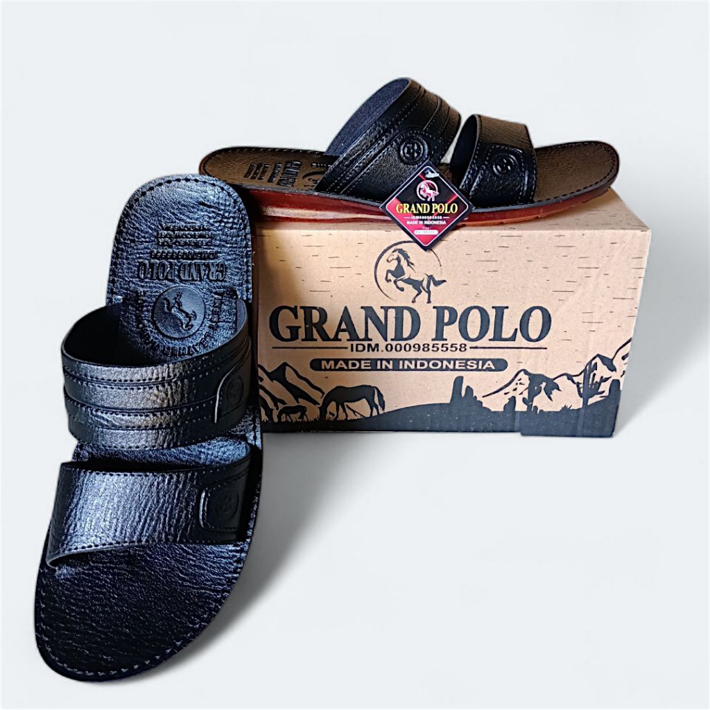 GRAND POLO Sandal pria casual ban 2 selop kulit sintetis anti slip | sandal cowok dewasa