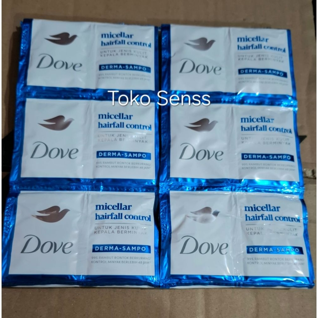 DOVE SHAMPO MICELLAR untuk rambut tidak lepek 1 renceng isi 12 sachet
