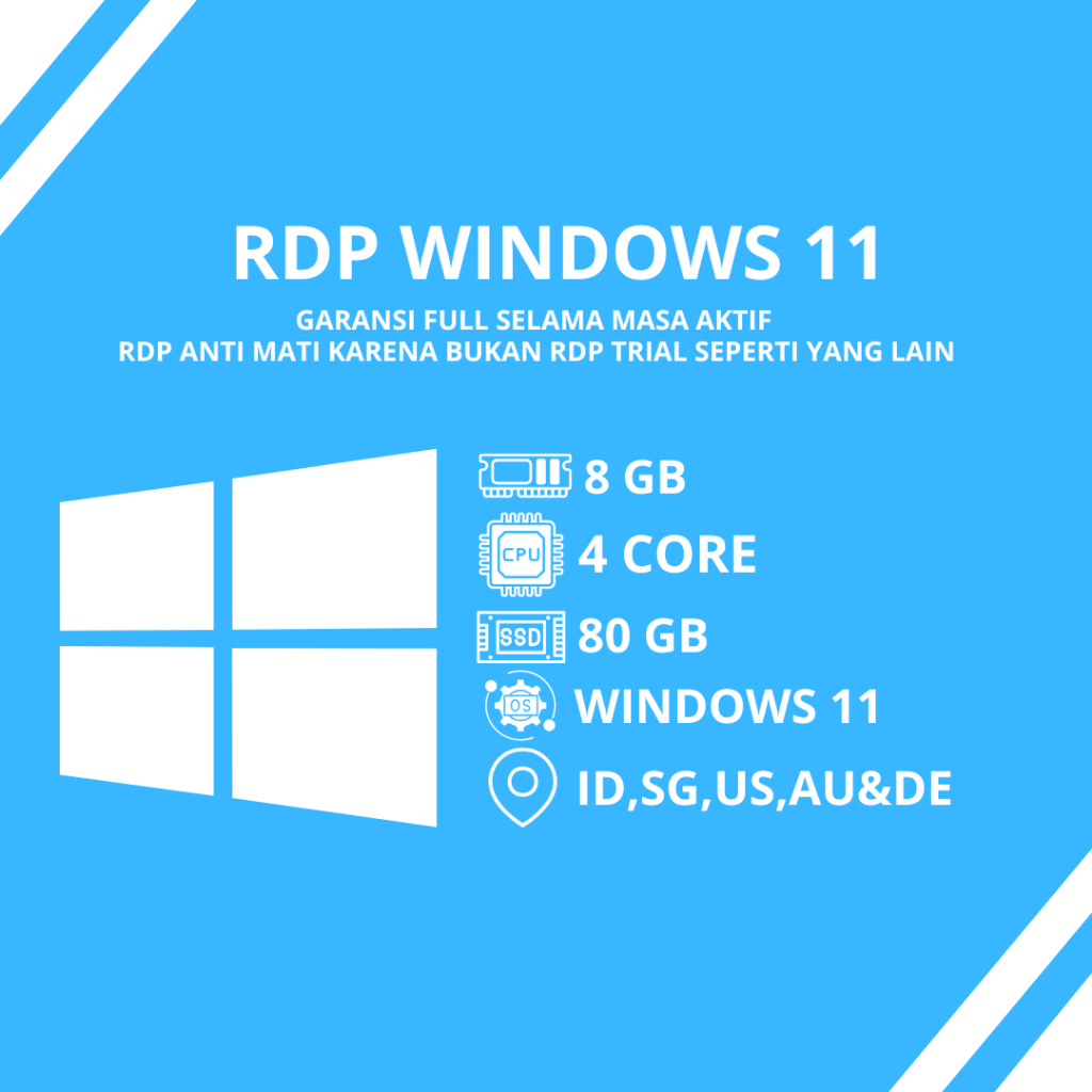 RDP WINDOWS 10 / 11 RAM 8GB 4 CORE BISA DIPERPANJANG