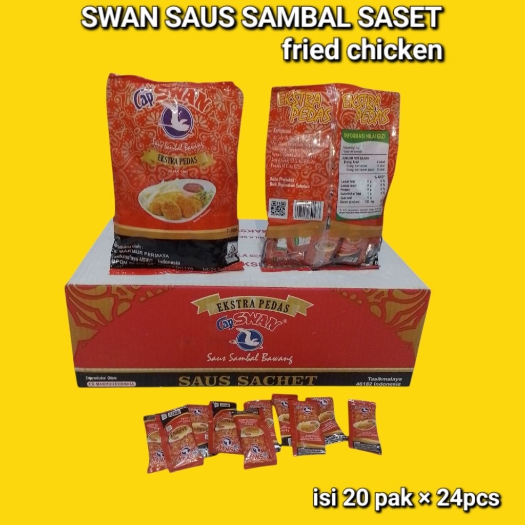 (1dus) Swan Saus Sambal saset stik Fried Chicken Swan Sachet ( isi 20 pak × 24pc )