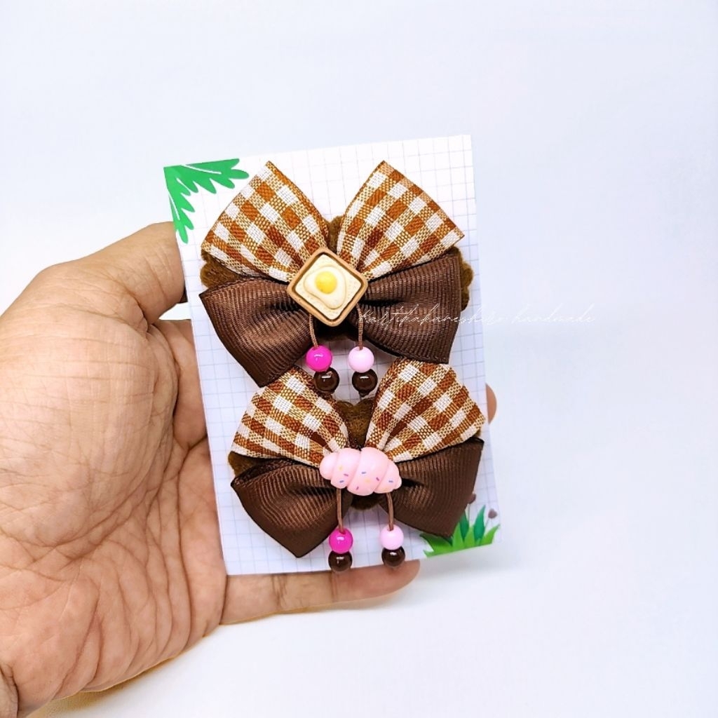 Promo | Jepit Rambut Anak Perempuan | Jepit rambut anak | Jepit rambut anak pita | Pita Coklat Kotak