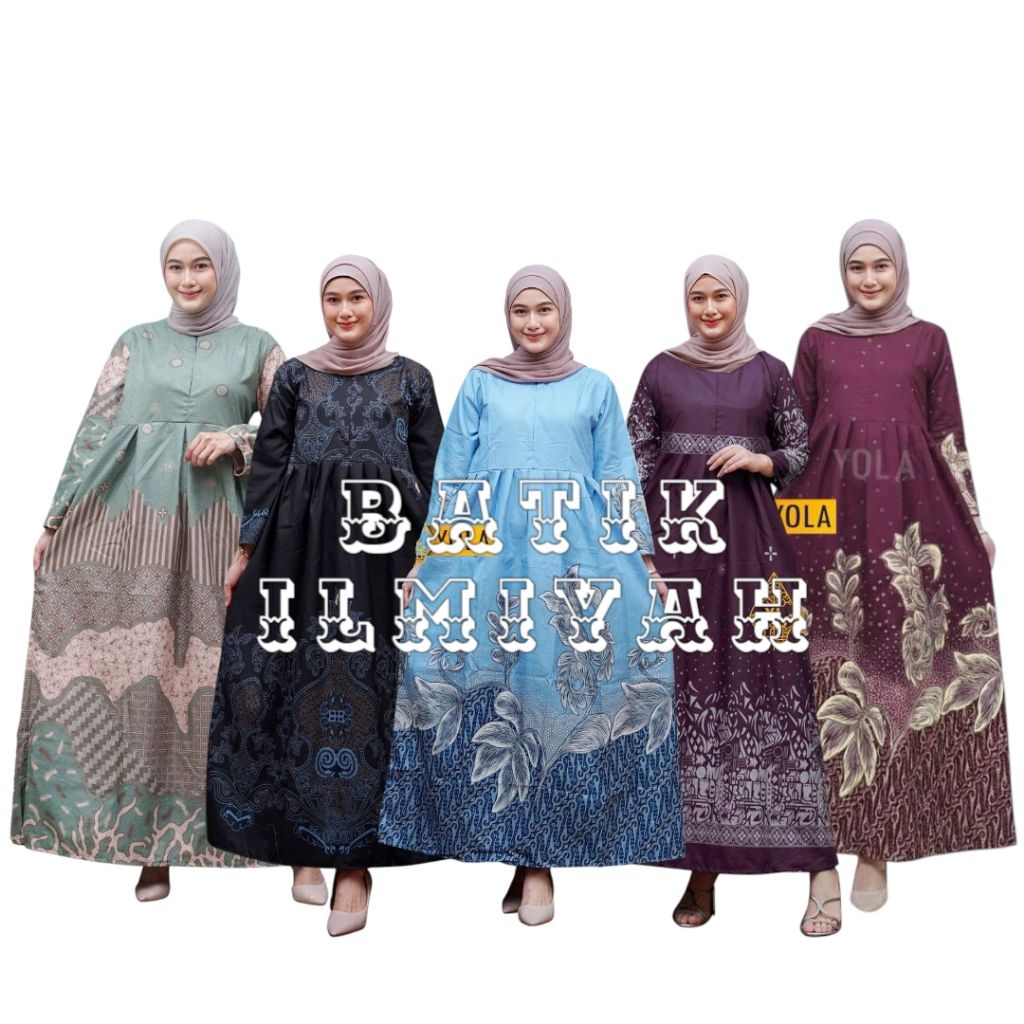 GAMIS BATIK SRIWEDARI MAXI BUMIL/BUSUI KATUN ALL SIZE & JUMBO WARNA BURGUNDY MAHOGANY LEMON NAVY MAR