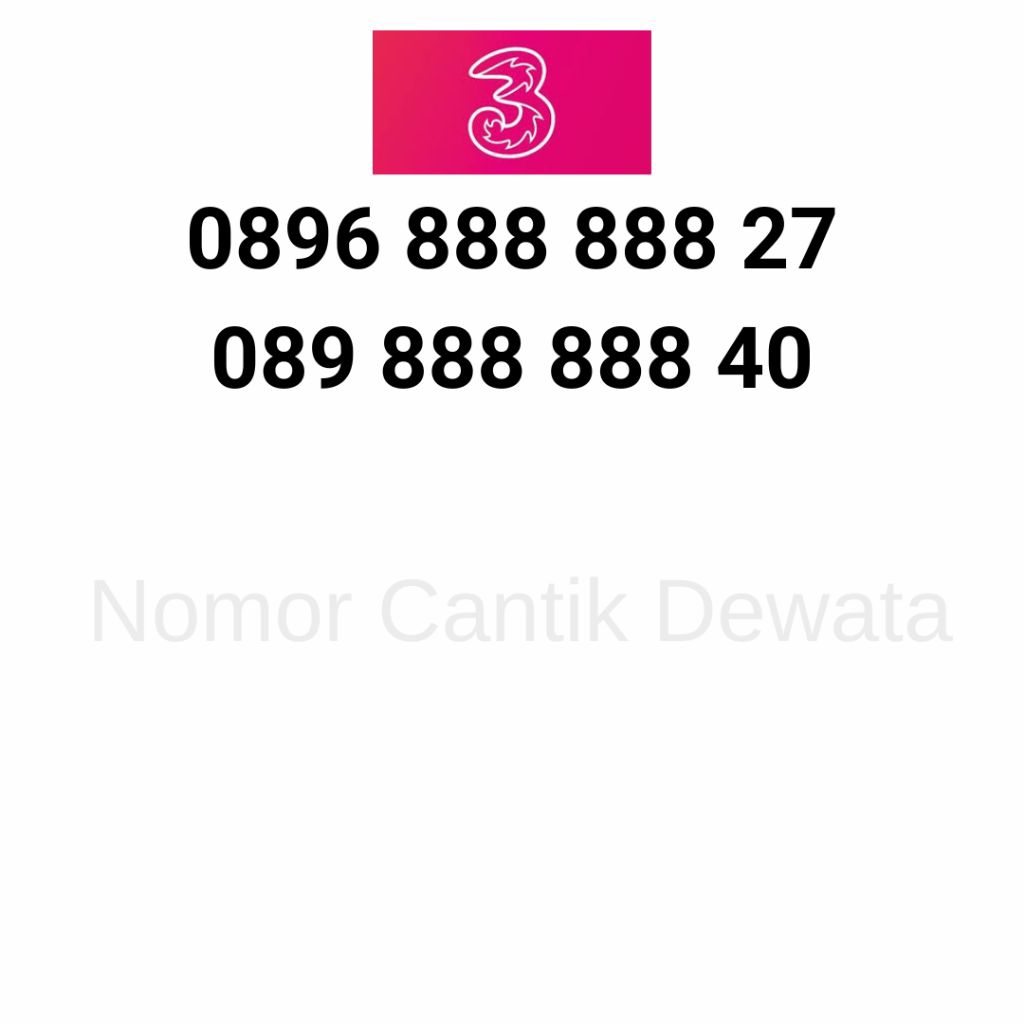 Nomor Cantik Three Seri 888 888, Kartu Perdana Three, Nomer Cantik, Nomor Cantik Dewata