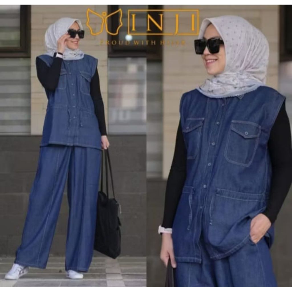 YOONA SET KULOT ROMPI DENIM ORIGINAL BY INJI