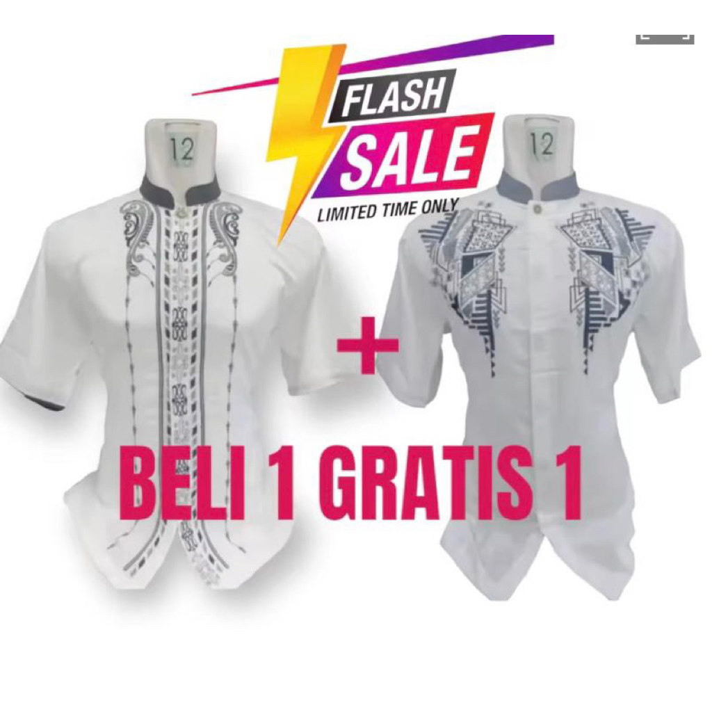 PROMO SPESIAL RHAMADHAN || baju koko beli 1 gratis 1 / baju koko pria / baju koko lengan pendek / ba