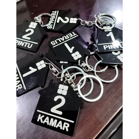 Custom Gantungan Kunci Keychain Rumah Kost Nomor Kost Kamar Acrylic