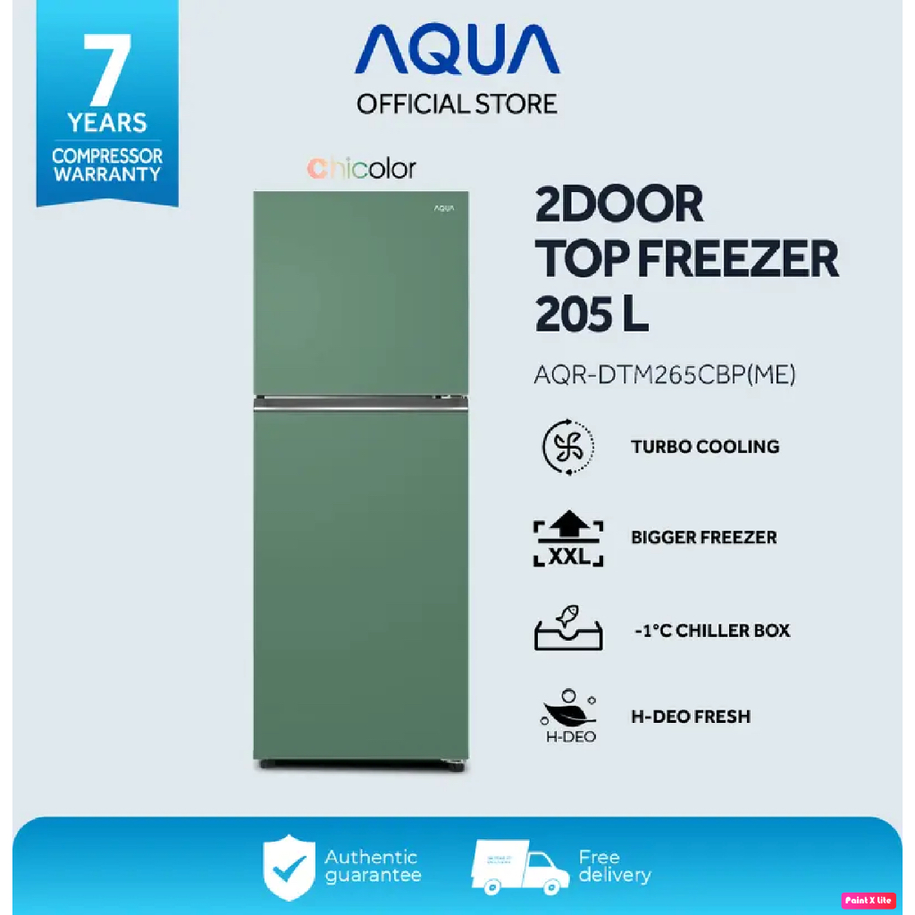 AQUA Kulkas 2 Pintu AQR-DTM265CBP Turbo Cooling 205L Bigger Freezer