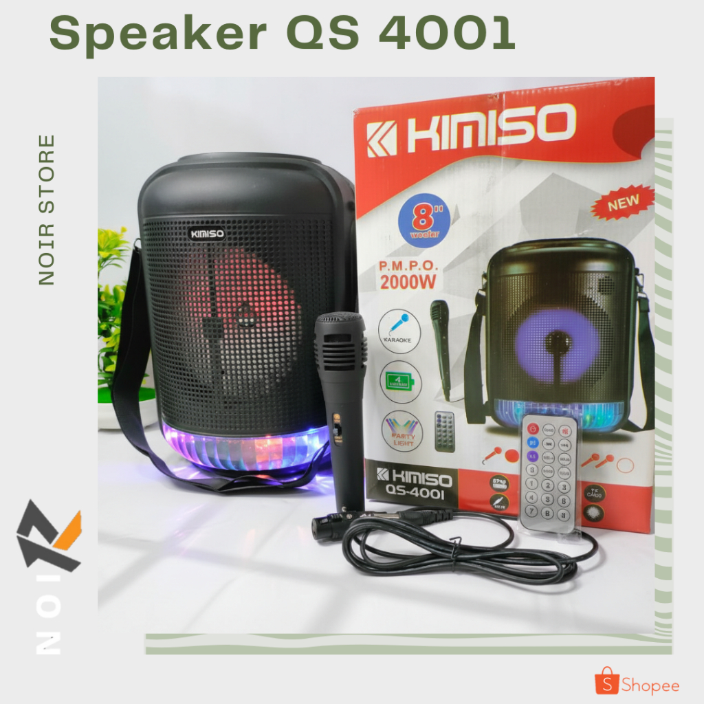 NOIR Speaker Bluetooth QS 4001 Ukuran 8" Free Mic & Remote