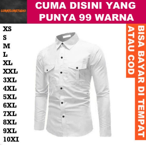 99 WARNA 10XL 9XL 8XL 7XL 6XL 5XL 4XL 3XL XXL XL L M S XS Hem Laki Kemeja Cowok Jumbo Big Size Lenga