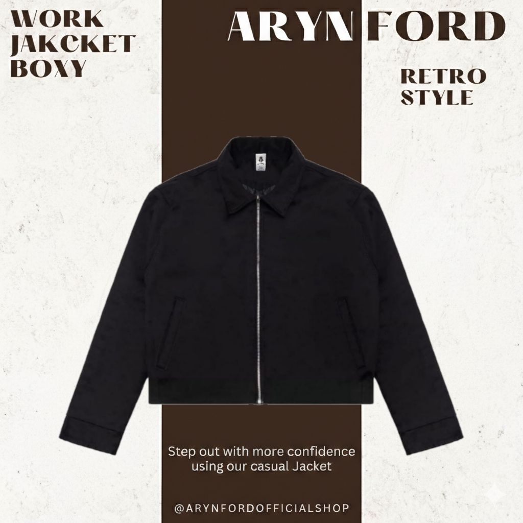 Arynford - Boxy Work jacket - Jacket Kerja stylish ~ Hitam polos