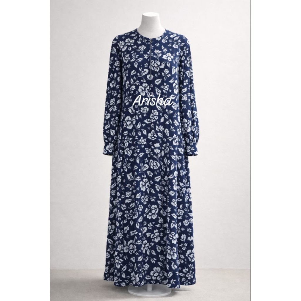 Gamis Navy Motif Floral