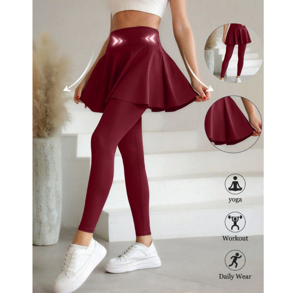 Celana senam rok/Legging premium spandex jersey rok double rok/Legging rok wanita/Legging rok senam 