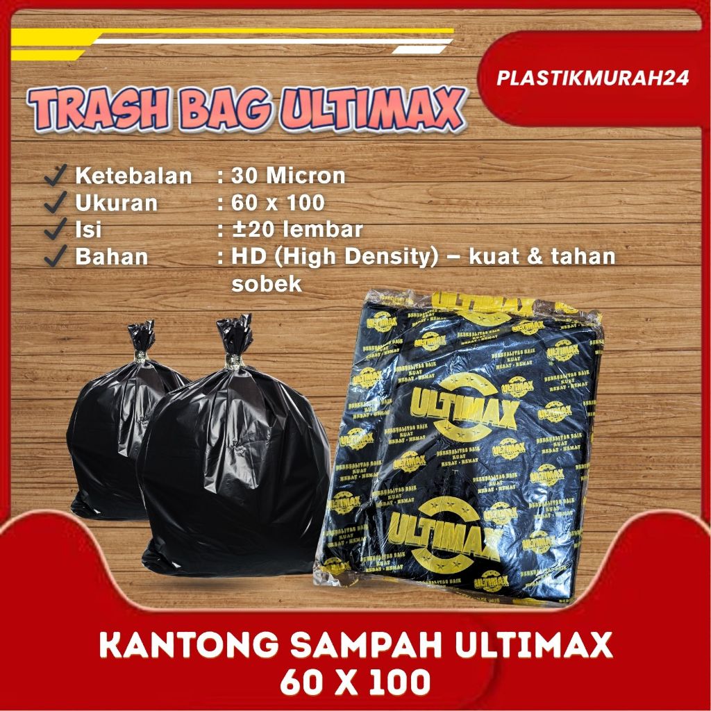 Trash bag 60x100 / Plastik sampah / plastik sampah 60x100 / plastik besar / 60x100 / plastik ultimax