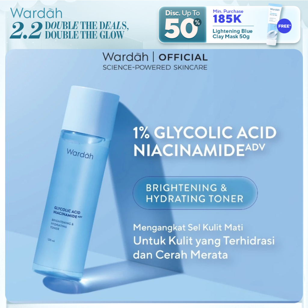 Wardah Glycolic Acid Niacinamide ADV Brightening Hydrating Toner 125 ml-Skincare
