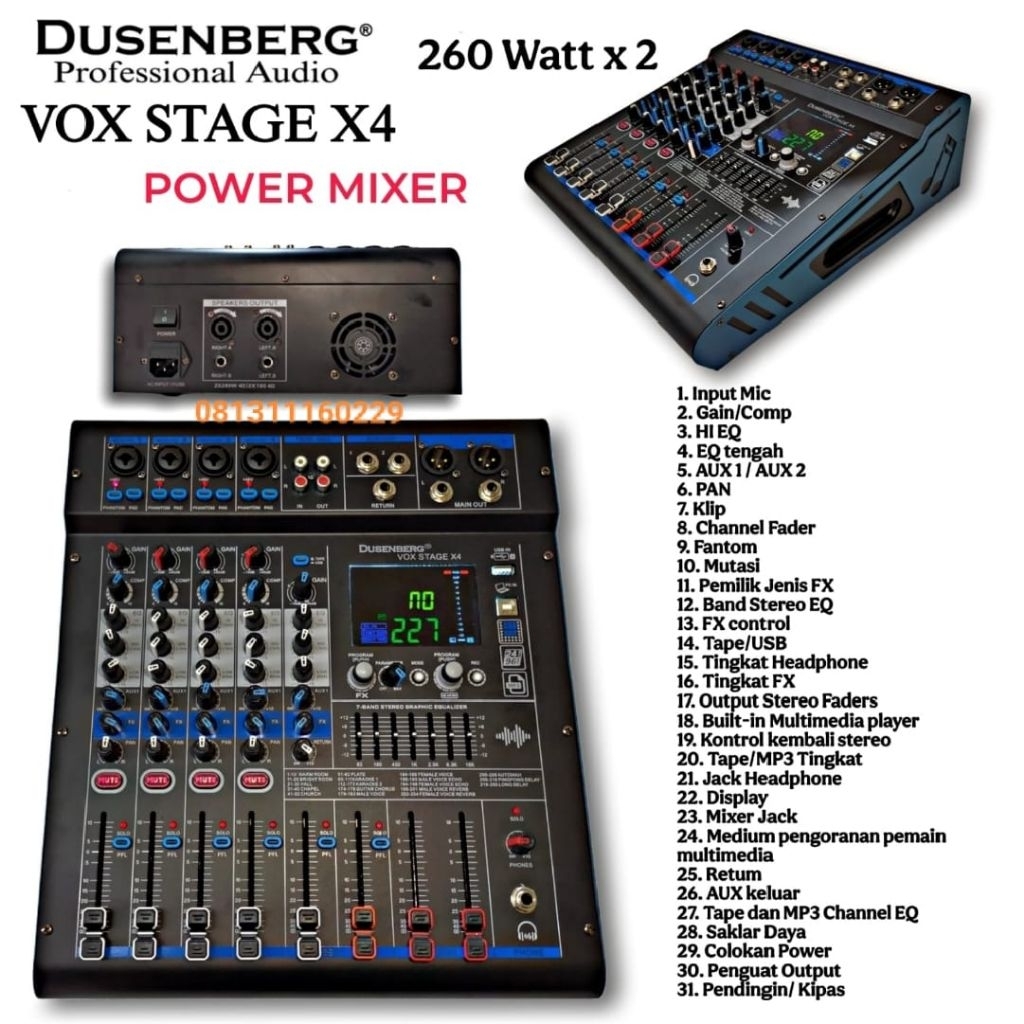 POWER MIXER AUDIO DUSENBERG VOX STAGE X4(4 CHANEL)