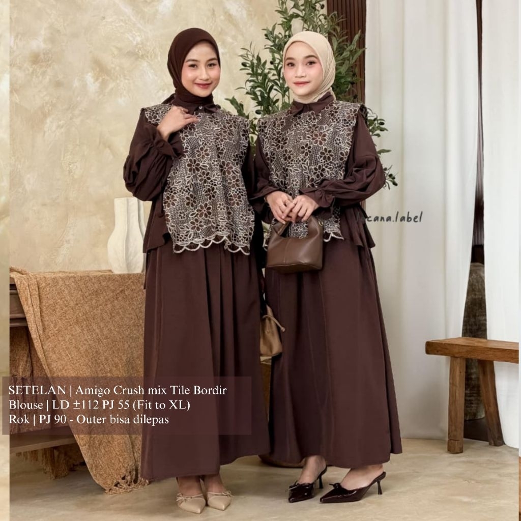 LOCANA BOUTIQUE Quinzy Set Locana Label Original Setelan Rok Setrok Basic Dress SGD LCN Solo