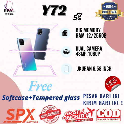 SMARTPHONE TERBARU VIVO Y72 5G RAM 12/256GB FULLSET GARANSI 12 BULAN