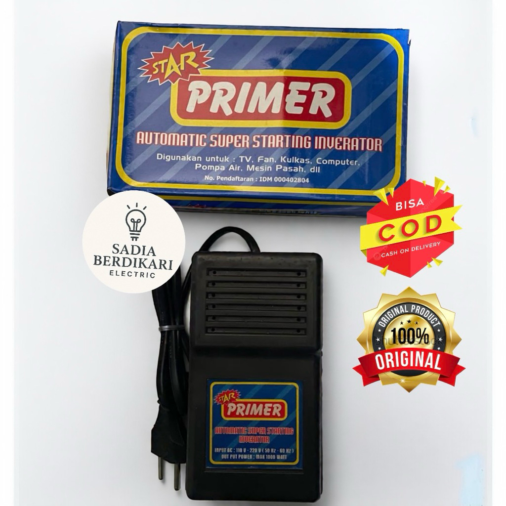 Inverator PRIMER 1000 Watt, Penghemat Daya Listrik, Anti Jeglek Soft Stater Stabilizer / Inverator S