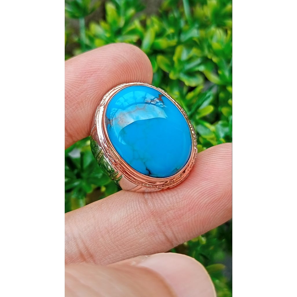 Natural pirus Mesir biru menyala lawas top