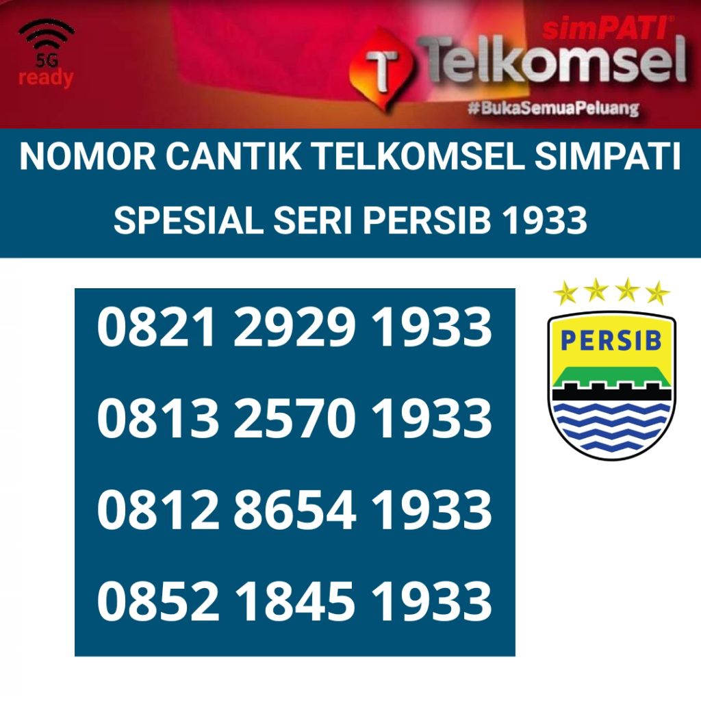 nomor cantik tahun 1933 PERSIB BOBOTOH BANDUNG kartu perdana simpati telkomsel