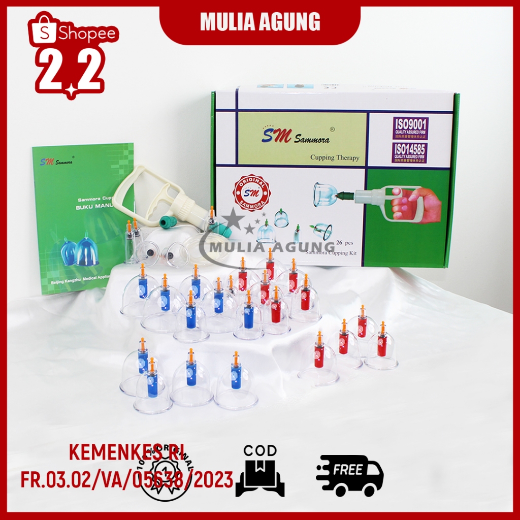 Kop Angin isi 26 pcs / Alat Bekam Sammora Hijau SM / Kop Bekam Sammora isi 26 kop Lengkap Original