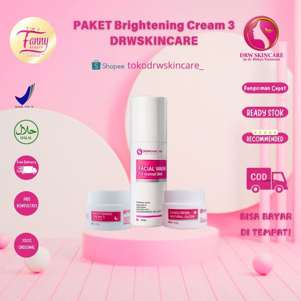 DRW Skincare Paket Brightening Cream 3 / Flek Hitam / Kusam / Mencerahkan