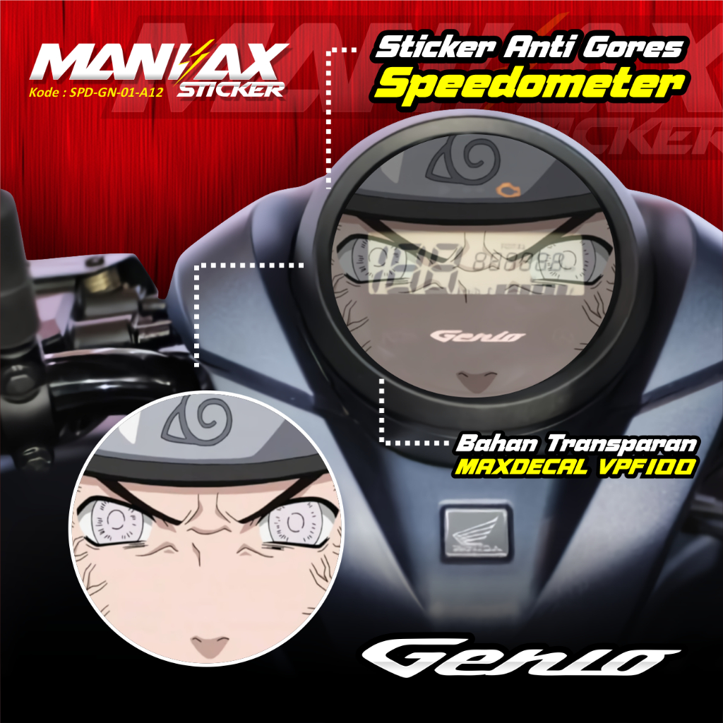 STIKER SPEDOMETER MOTOR GENIO STIKER PELINDUNG SPEDO GAMBAR ANIME TRANSPARAN SUDAH CUTTING BISA CUST