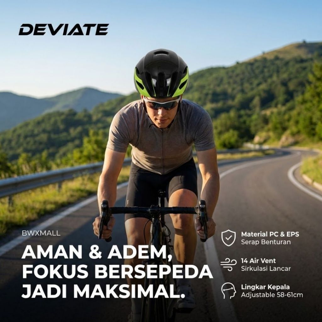 Helm Gowes DEVIATE Sepeda Gunung Balap Material PC Shell EPS Foam Tebal Safety Helmet Air Vent Sirku