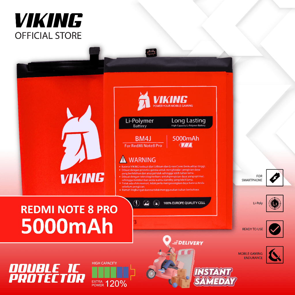 VIKING Baterai Redmi Note 8 Pro BM4J Double Power