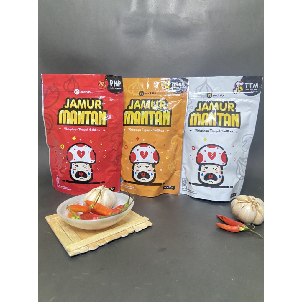 Jamur Mantan Crispy Renyah/70gr/Snack Jamur Mantan Kekinian Varian TTM, PHP, PISAH