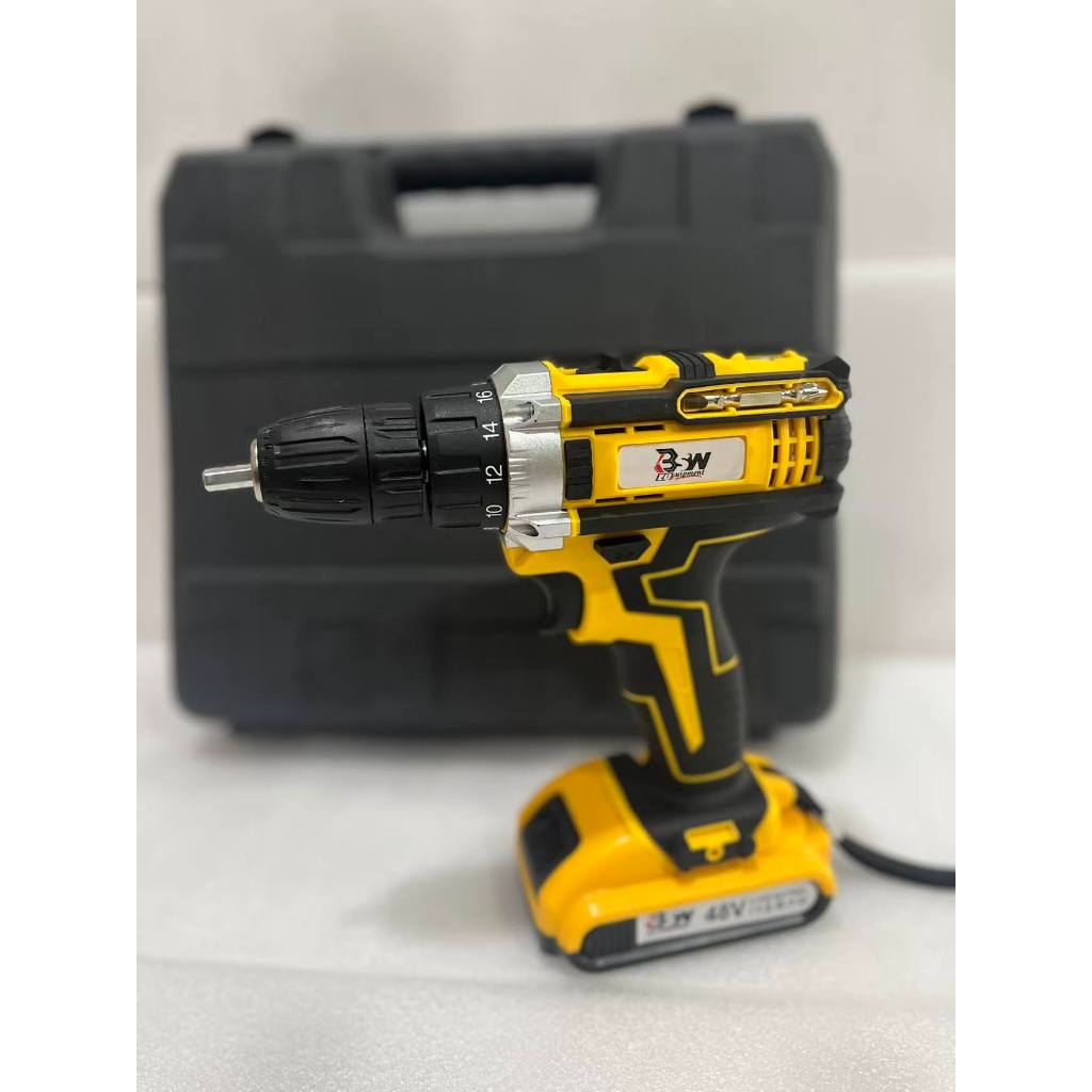 BSW 48vf Mesin Bor Baterai Tangan Cordless Drill impek baterai komplit 10mm bor beton/kayu/dinding/t