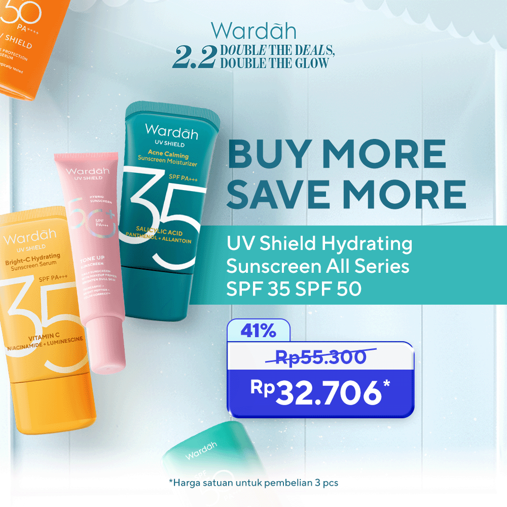 Wardah Sunscreen UV Shield All Series (Airy Smooth Essential Gel Acne Calming Aqua Fresh Tone Up Phy