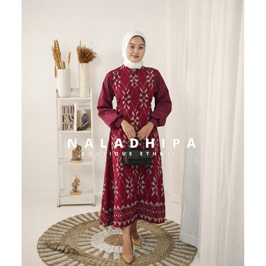 NALADHIPA Gamis Tenun (Anggra Gamis Tenun) Gamis Lebaran Gamis Tenun