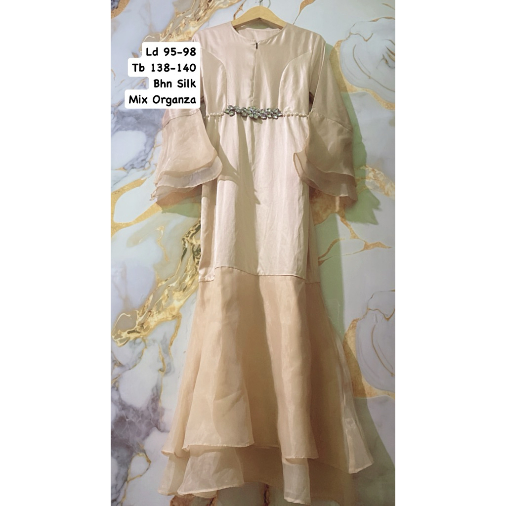 PL New Gamis Wanita Pesta Mewah Warna Gold