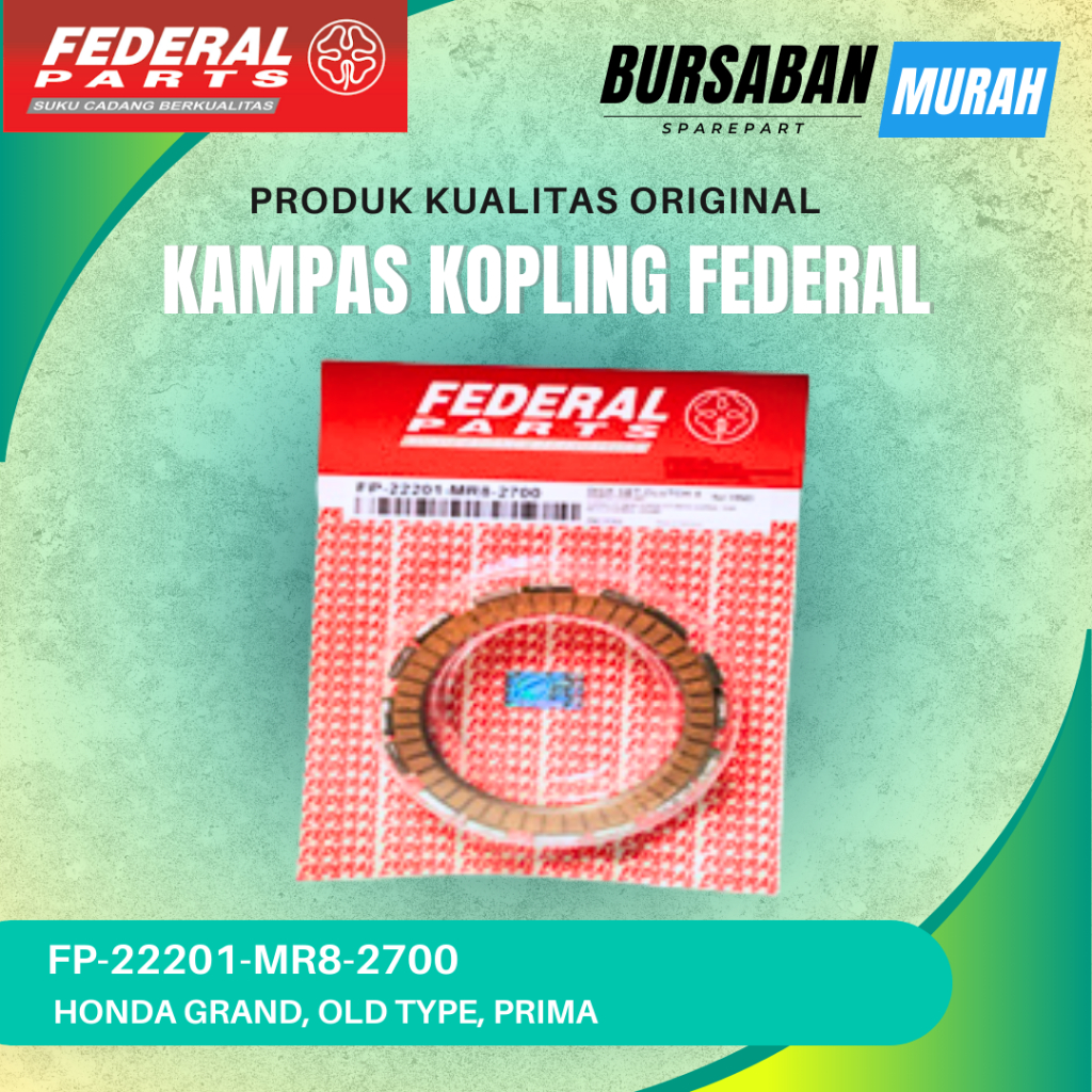 KAMPAS KOPLING (DISK SET, CLUTCH) FEDERAL FP-22201-MR8-2700 HONDA GRAND, OLD TYPE, PRIMA ORIGINAL MU