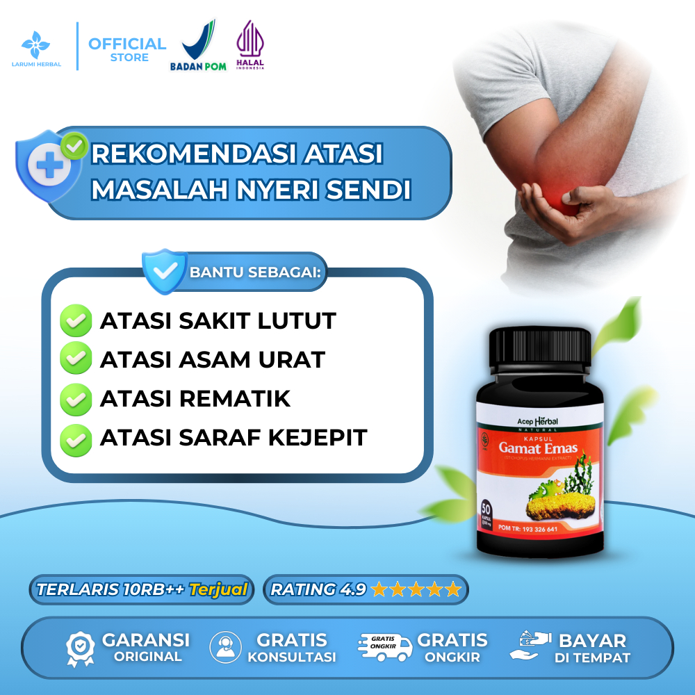 Kapsul Gamat Emas Original untuk Obat Nyeri Sendi, Sakit Lutut, Asam Urat, Rematik, Saraf Kejepit