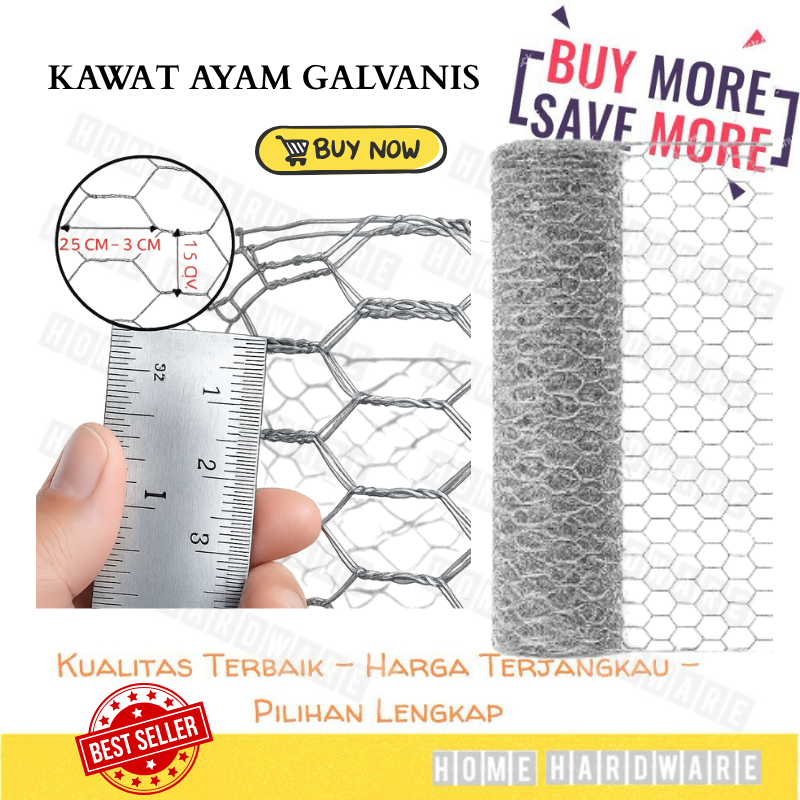 Kawat Ayam Kawat Kandang  15M Tebal GALVANIS / HEXAGONAL MESH / CHIKEN WIREMESH