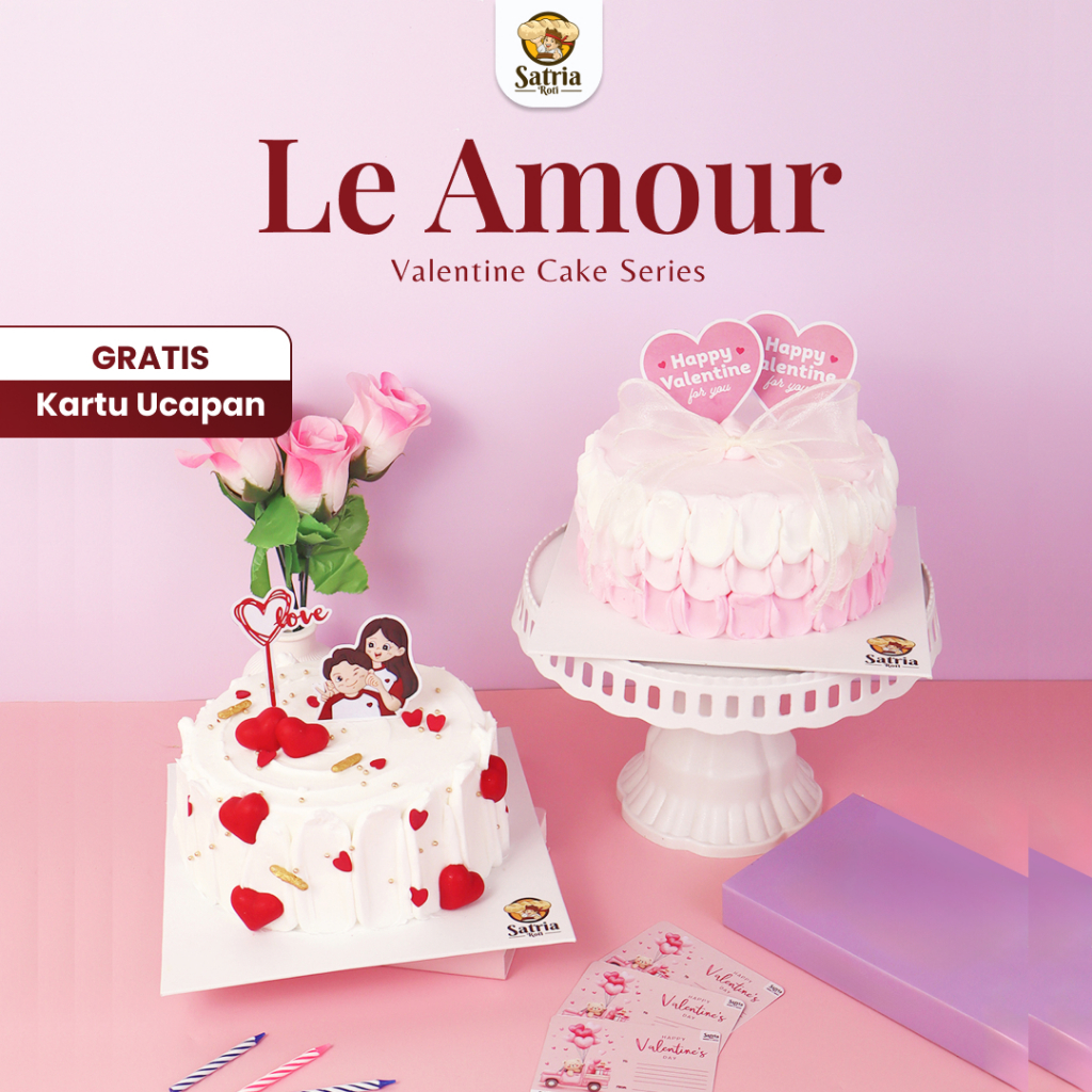 [Satria Roti] Le Amour Cake / Cake Topper Valentine / Hampers Valentine / Kado Valentine / Gift Vale