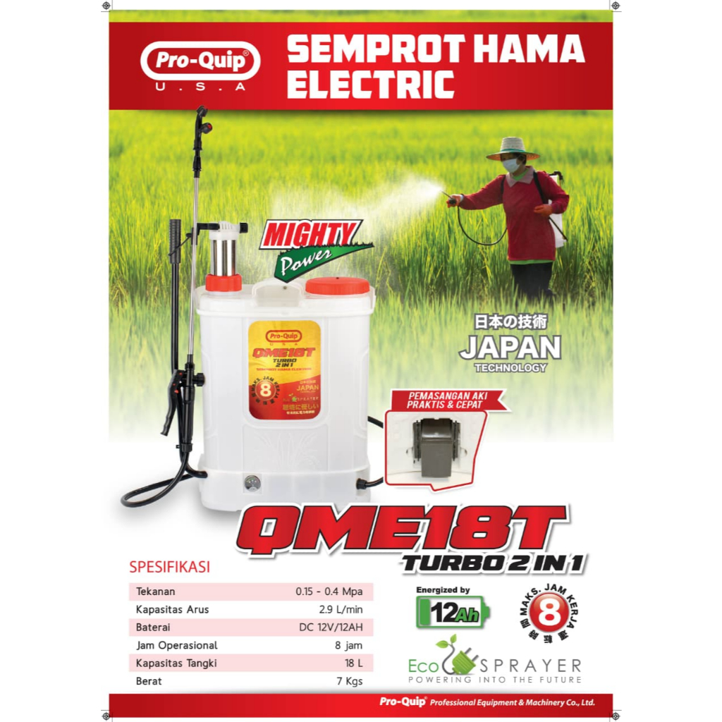 PROQUIP QME18T Mesin Penyemprot Hama Elektrik / Sprayer Gendong / Backpack Sprayer Battery 18L