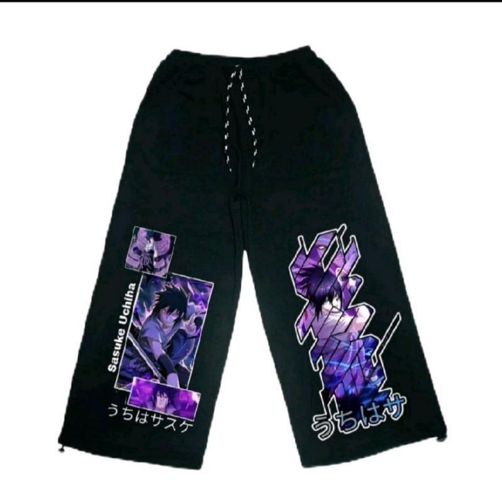 Celana Skena Baggy Sasuke uchiha Anime Naruto shipuden Sweatpants Panjang Anak Unisex Usia 7-13Tahun