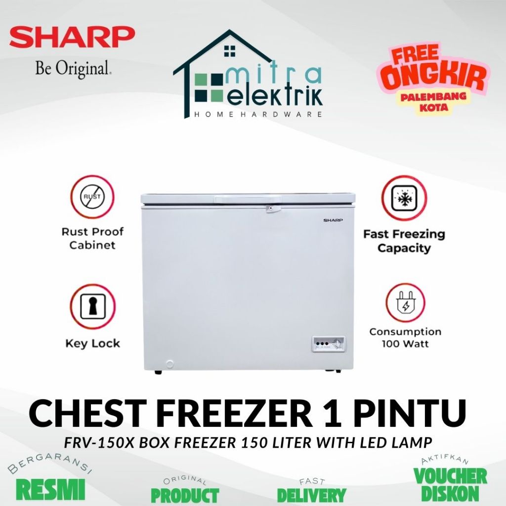 Chest Freezer SHARP FRV150X 150 Liter 100 Watt Fast Freezing Dual Function With LED Lamp
