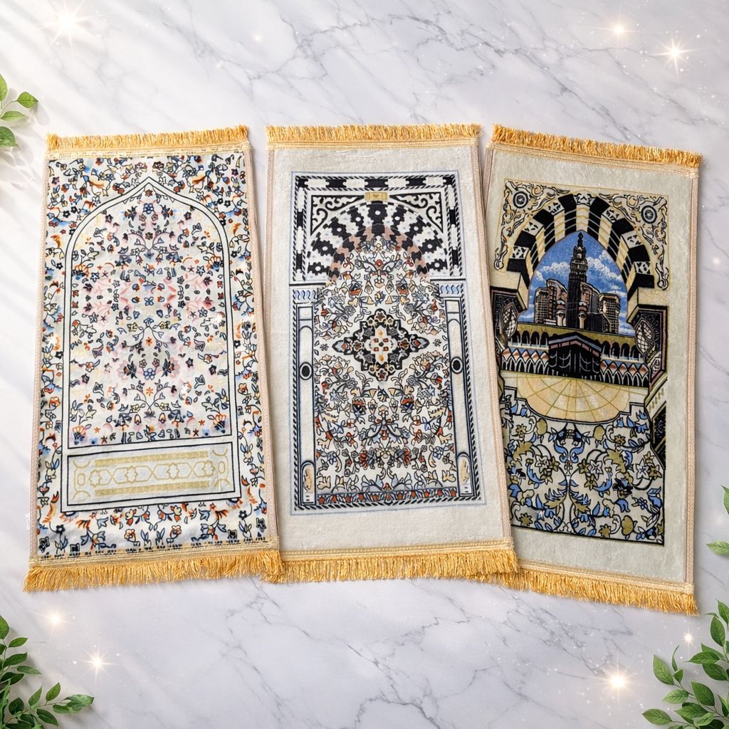 Sejadah Turki Turkiye Tebal Kiswah Hitam Embos Ukuran Midi