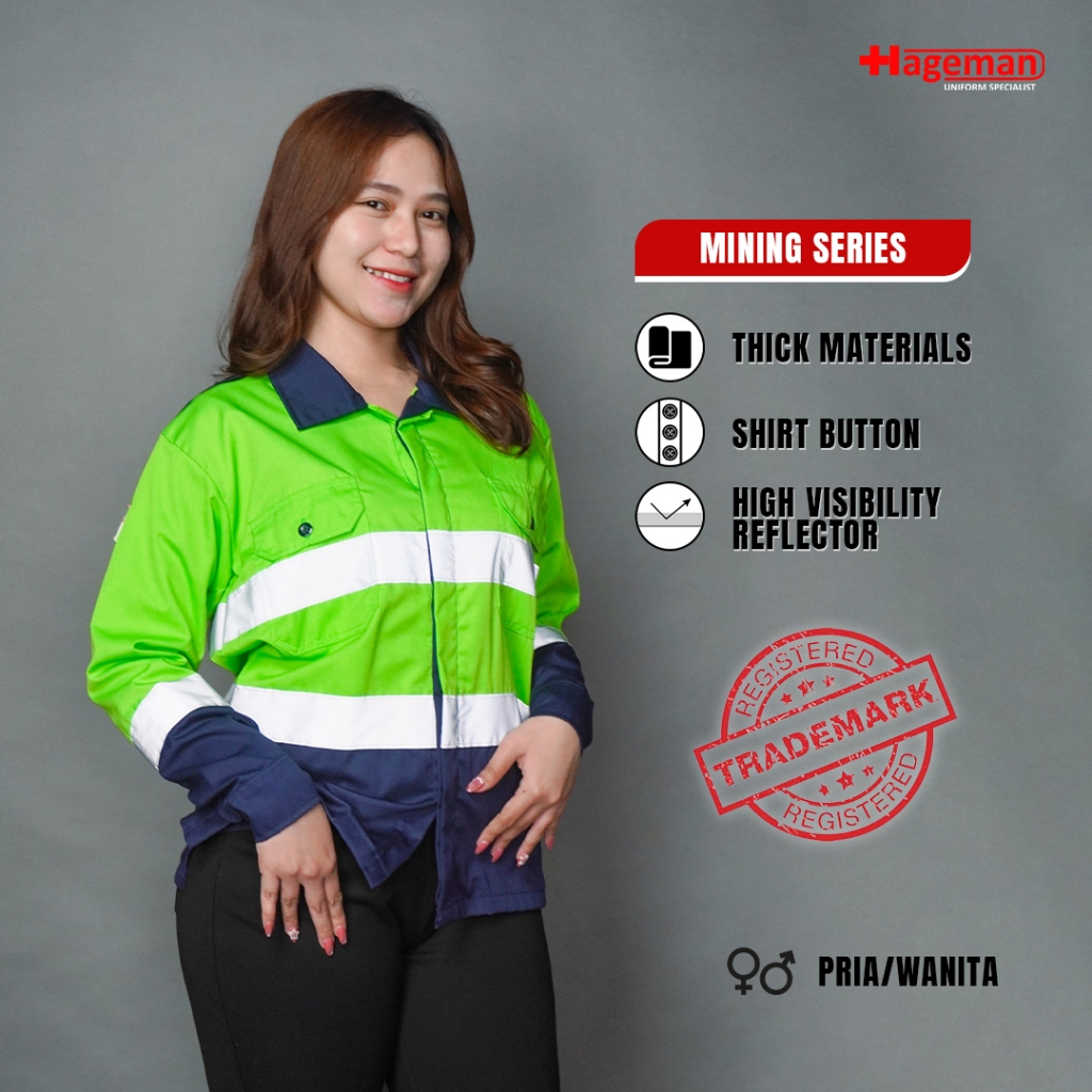 Hageman - Wearpack Atasan Warna Navy Kombinasi Hijau Stabilo / Wearpack Safety Hijau Stabilo